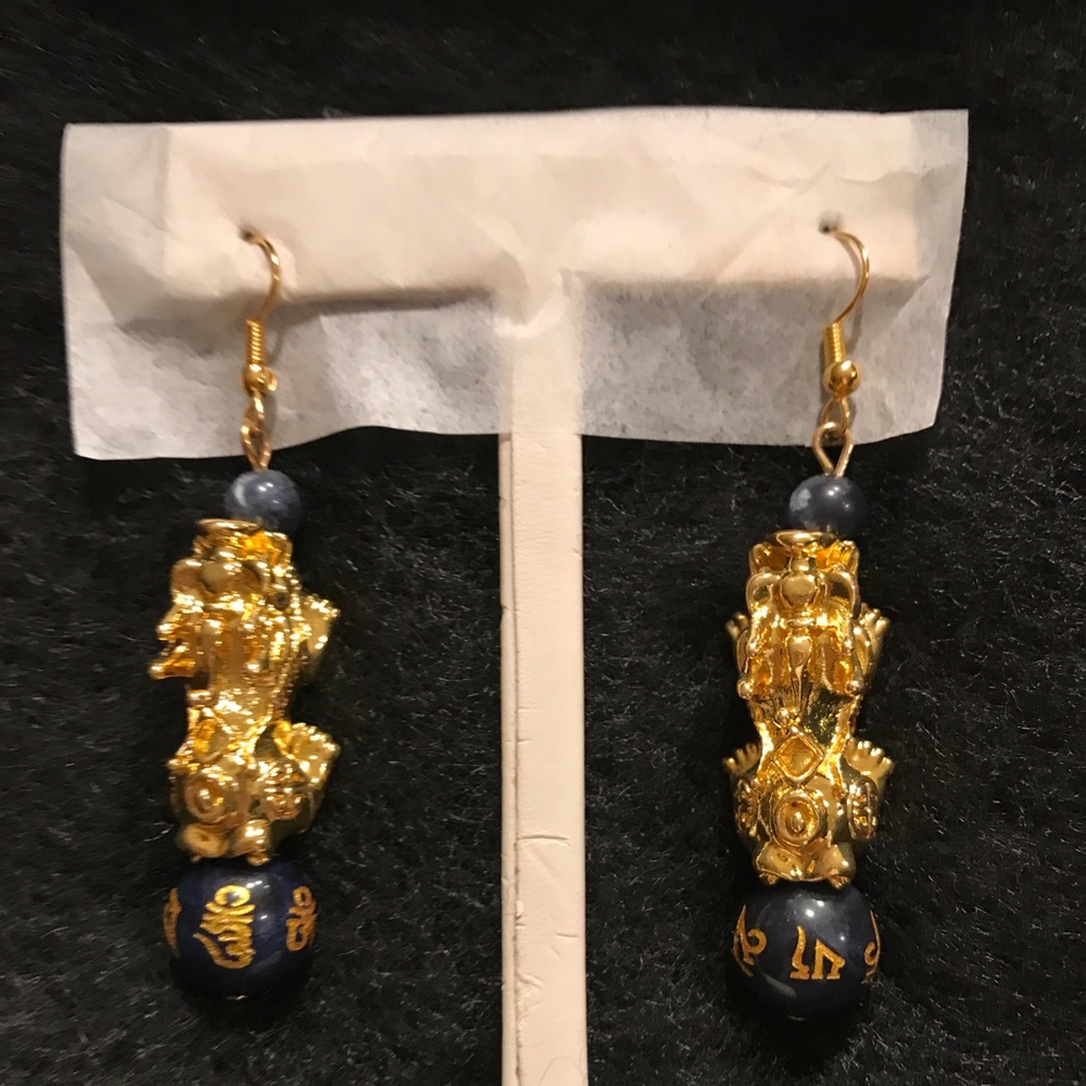 Pi Xiu Sodalite Earrings 17.30 ctw